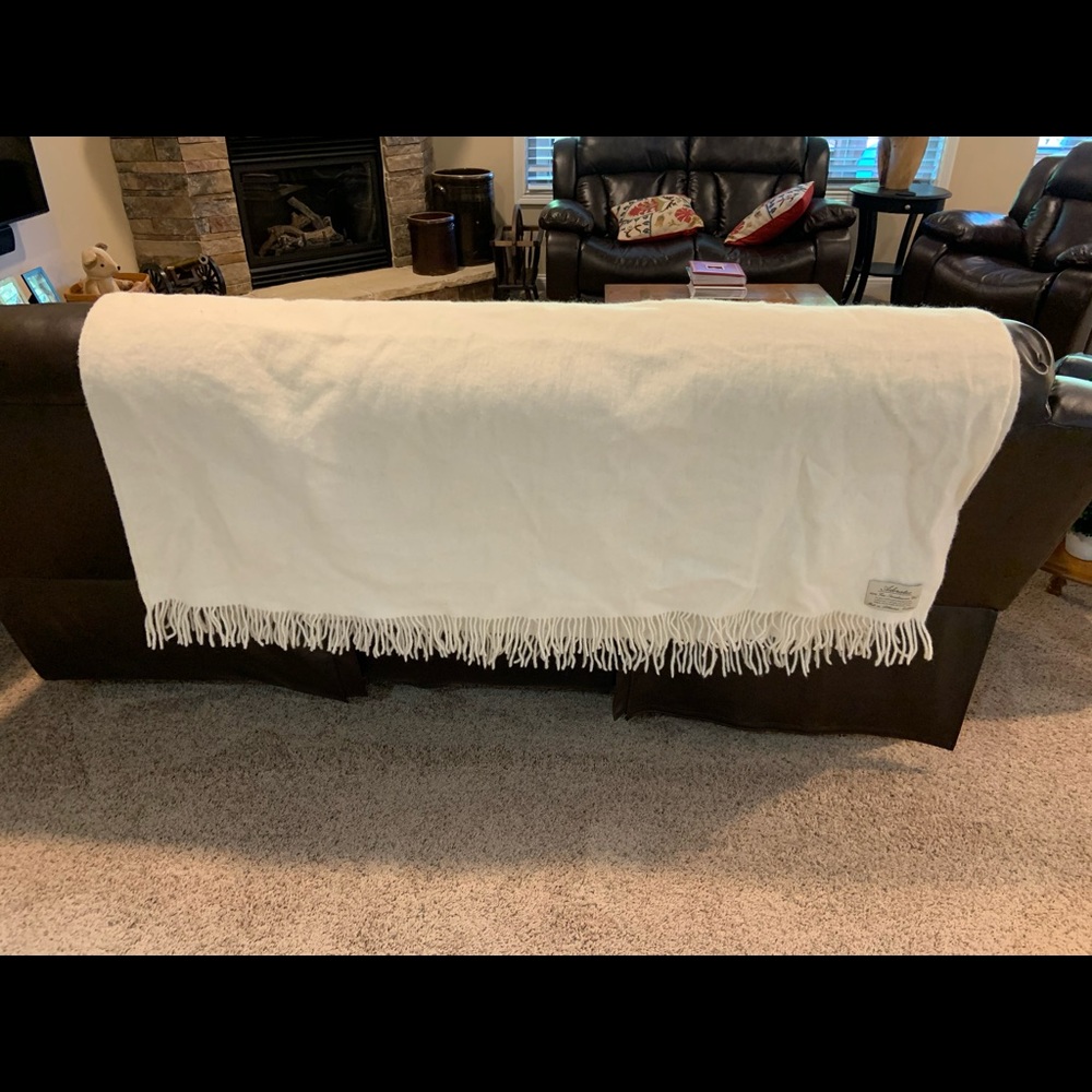 Adoratex Scandinavian Wool Throw Ivory Fringed